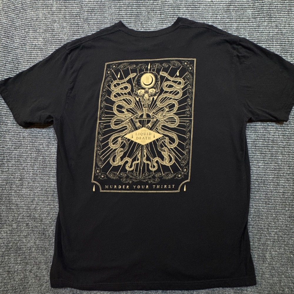 Liquid Death T-Shirt XXL‎ Black Murder Your Thirst Graphic Band Style Tee